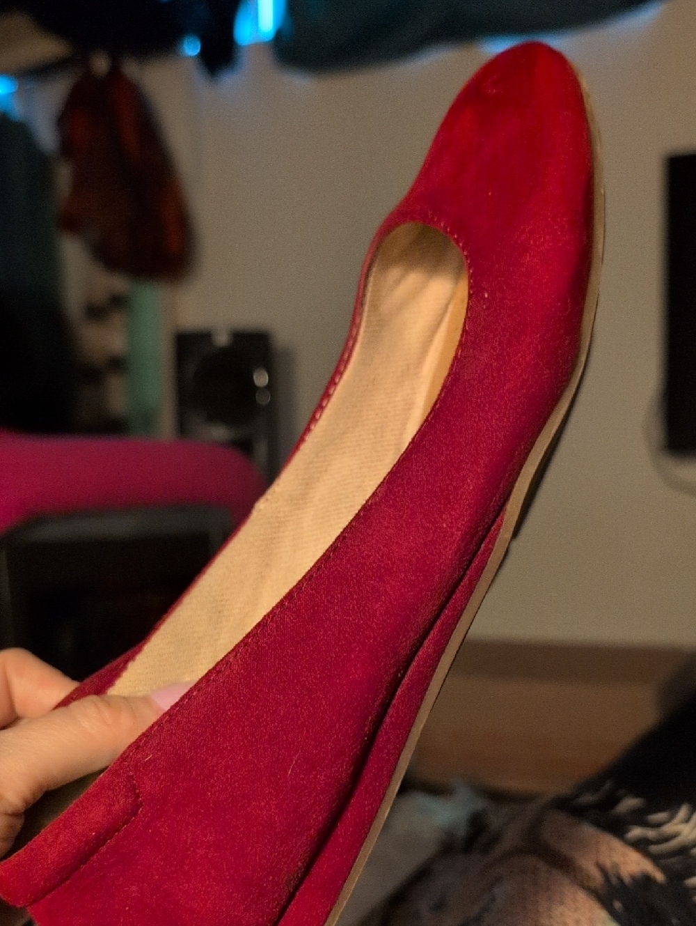 Women's Red Suede Ballet Flat -  Kelly And Katie 8.5